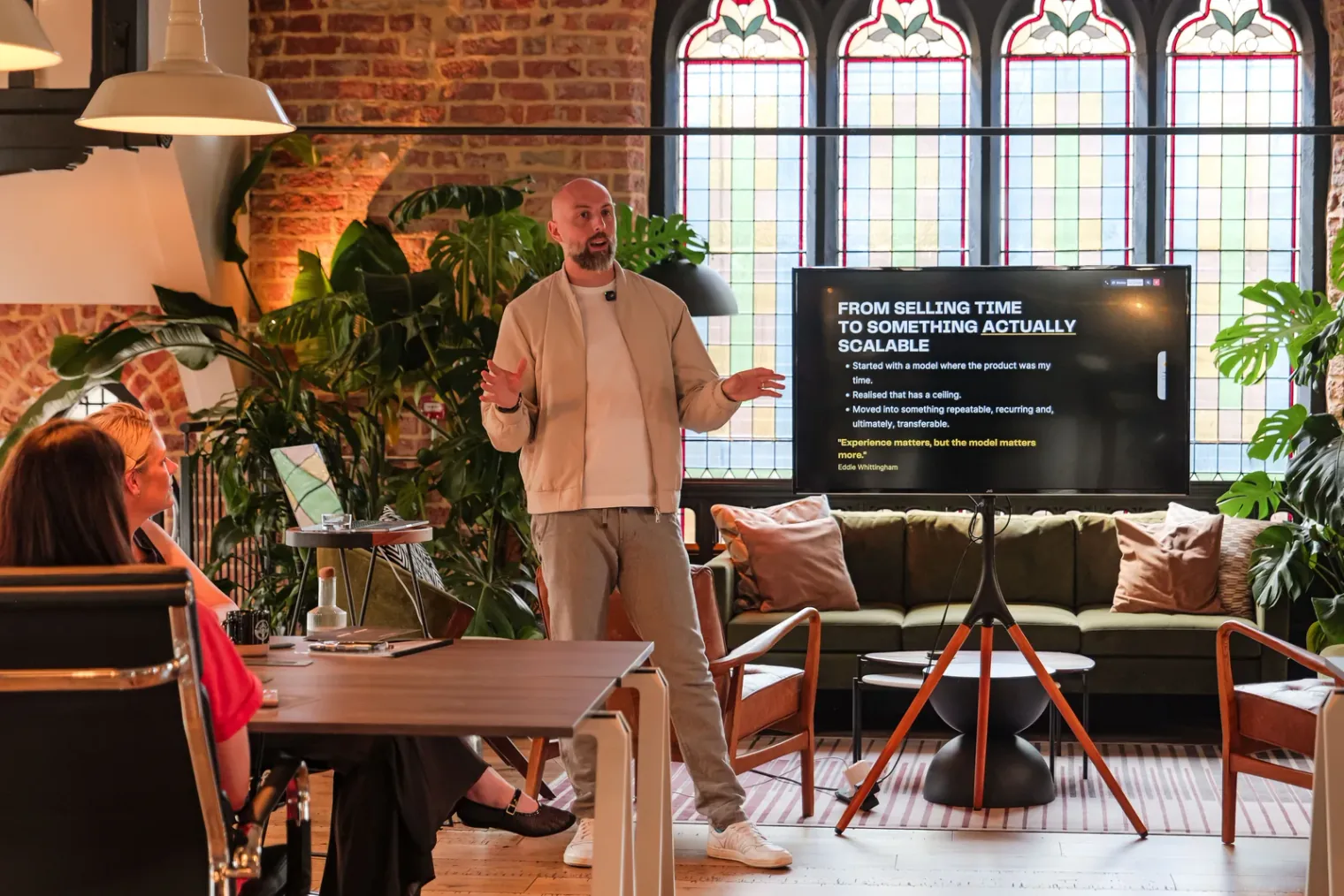Eddie presenting ‘From selling time to something actually scalable’